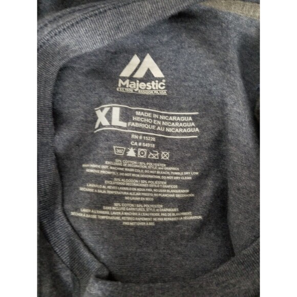 NEW YORK YANKEES Majestic T-shirt Size XL Heather Navy Short Sleeve Mens - Picture 8 of 8